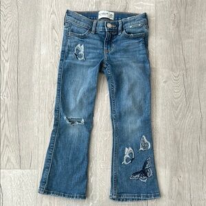 Abercrombie Kids Blue Flare Wide Leg Jeans Distressed